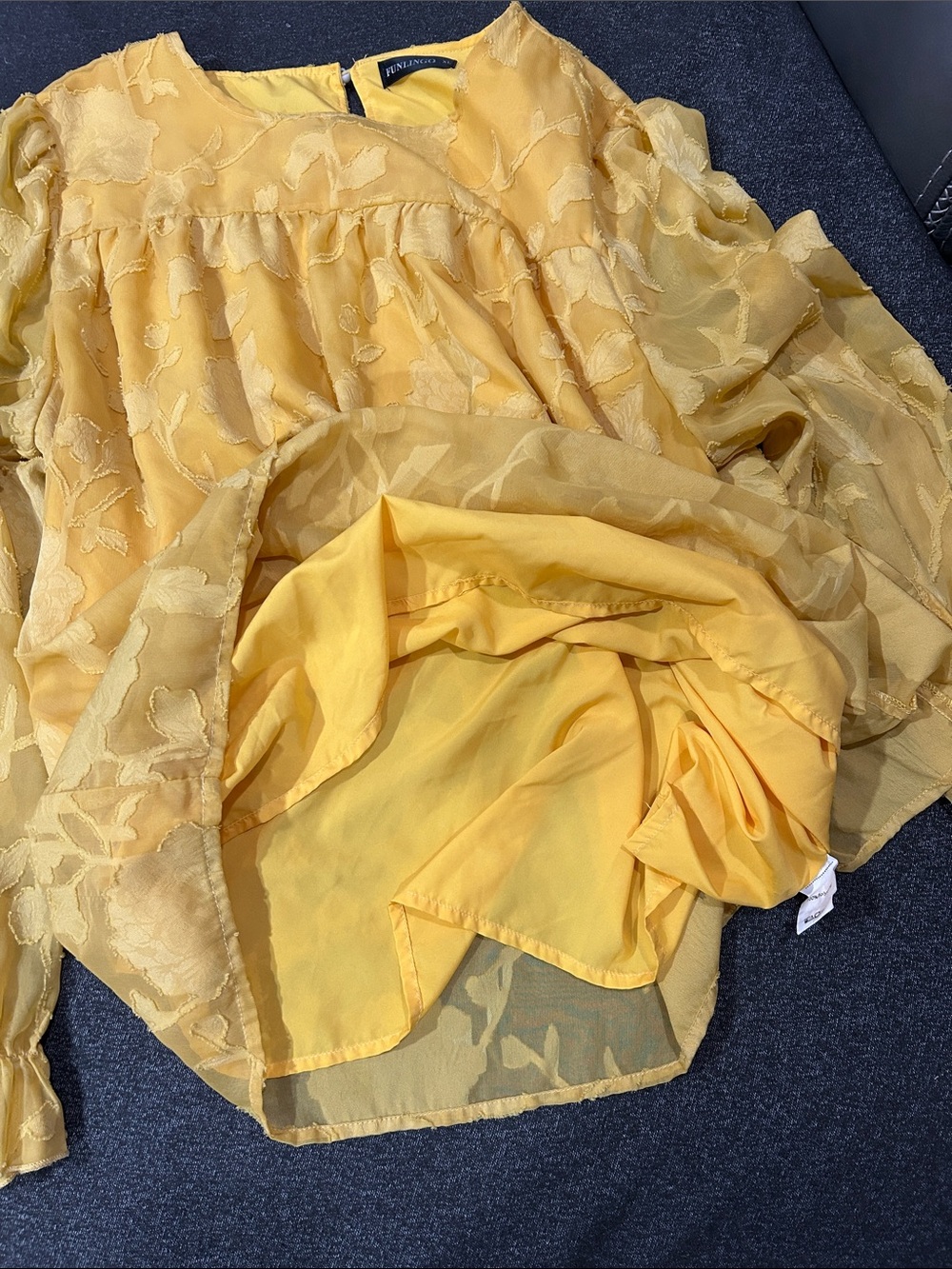 Funlingo Yellow Floral Long Sleeve Blouse size XL - Picture 5 of 8